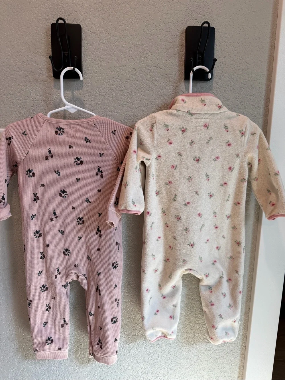 Pink Floral Baby Footies Set - Two Cozy One-Pieces